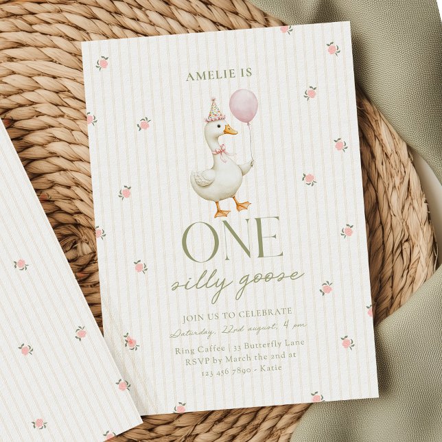 Invitation d'anniversaire d'une petite oie rose vi (Créateur téléchargé)