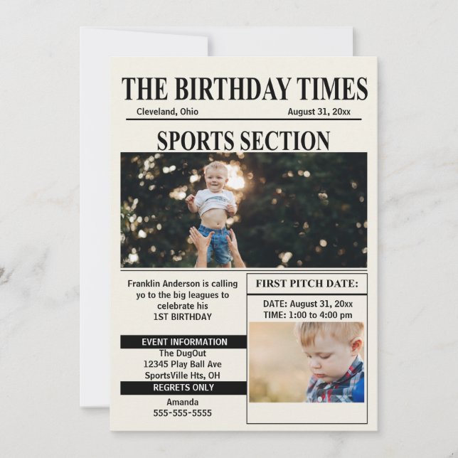 Invitation d'anniversaire Édition Sportive Birthda (Devant)