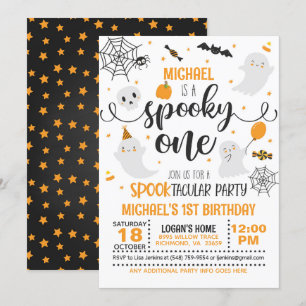 Invitation d'anniversaire éffrayant - noir et oran