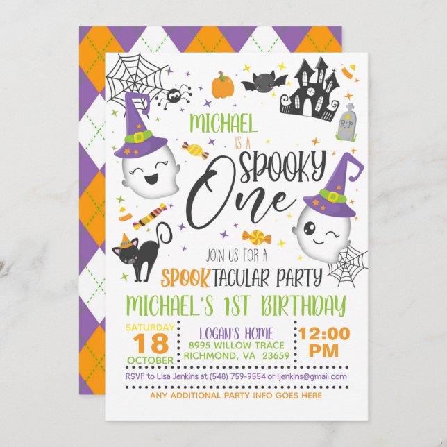Invitation d'anniversaire éffrayante - Blanc (Devant / Derrière)