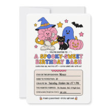 Invitation d'anniversaire effrayante et douce pour