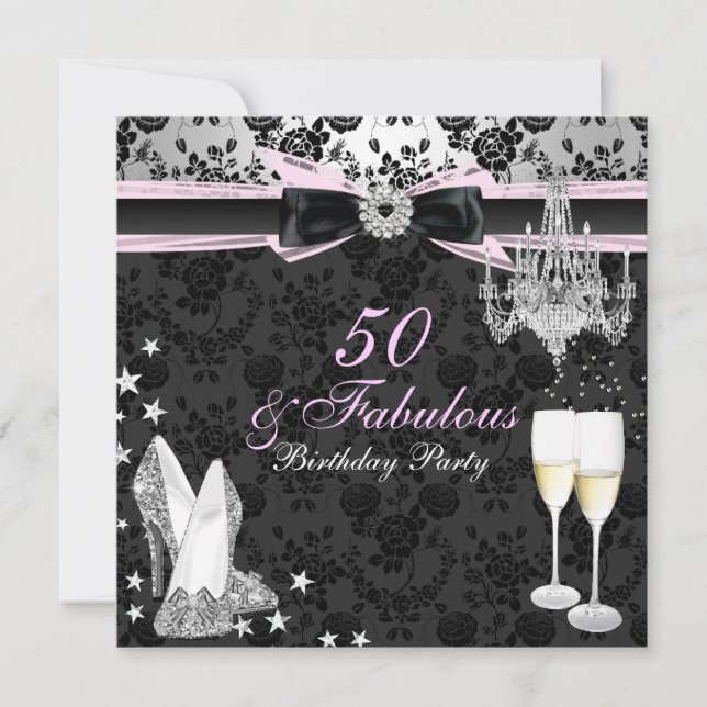 Invitation d'anniversaire Élégant Chic 50 & Fabule (Devant)