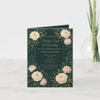 Invitation d'anniversaire élégante avec fleurs sar