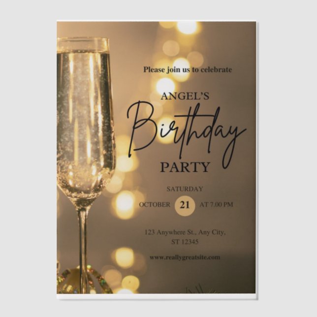Invitation d'anniversaire élégante avec superposit (Recto)