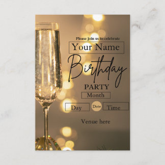 Invitation d'anniversaire élégante avec toast au C