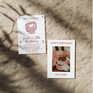 Invitation d'anniversaire Élégante Cerise avec Gât