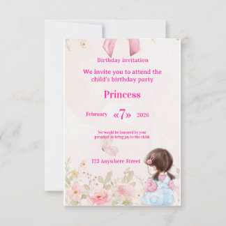 Invitation d'anniversaire élégante de ballerine à 