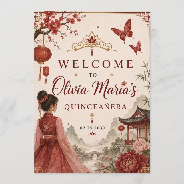 Invitation d'anniversaire élégante pour Quinceañer (Devant)