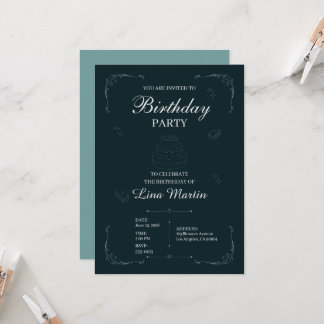 Invitation d'anniversaire élégante sarcelle