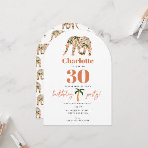 Invitation d'anniversaire éléphants floraux paisle