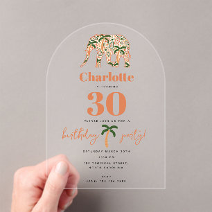 Invitation d'anniversaire éléphants paisley floral