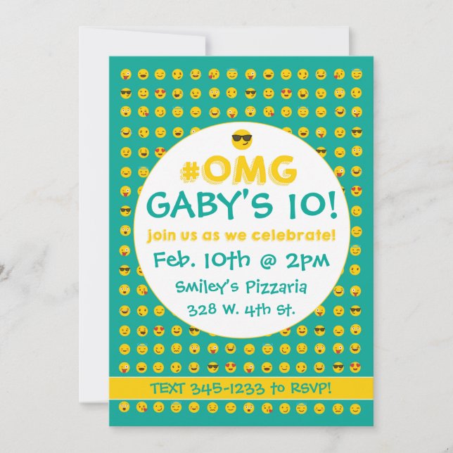 Invitation d'anniversaire Emoji (Devant)