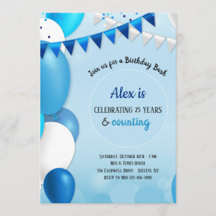 Invitation d'anniversaire en bleu