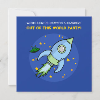 Invitation d'anniversaire en bleu roquette