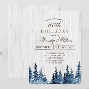 Invitation d'anniversaire en bois de forêt rustiqu