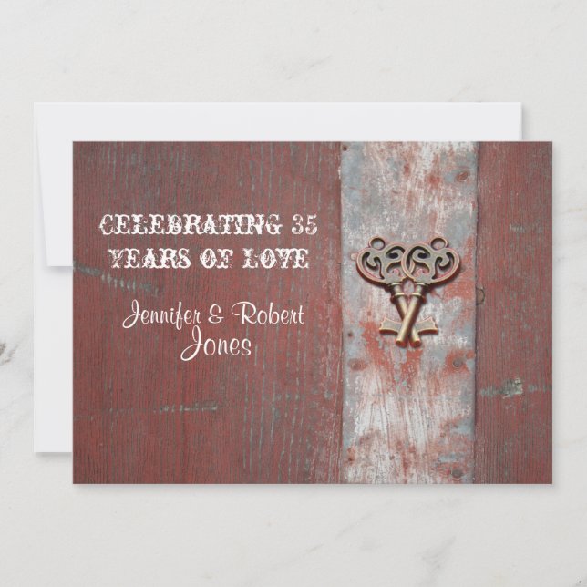 Invitation d'anniversaire en bois peint de campagn (Devant)