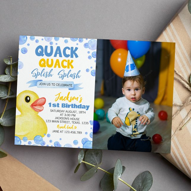 Invitation d'anniversaire en caoutchouc Ducky (Créateur téléchargé)