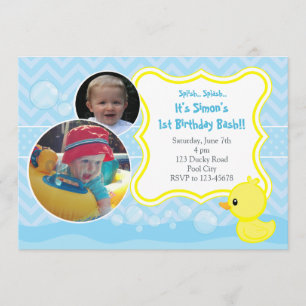 Invitation d'anniversaire en caoutchouc Ducky avec