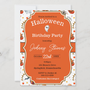 Invitation d'anniversaire en costume d'Halloween