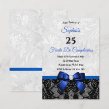 Invitation d'anniversaire en dentelle et damas