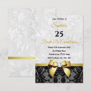 Invitation d'anniversaire en dentelle et damas