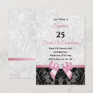 Invitation d'anniversaire en dentelle et damas