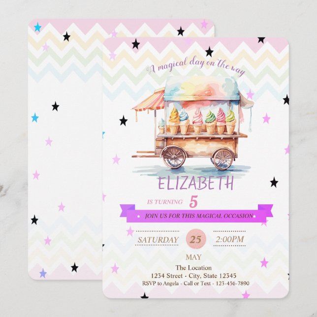 Invitation d'anniversaire en forme d'étoiles en zi (Devant / Derrière)