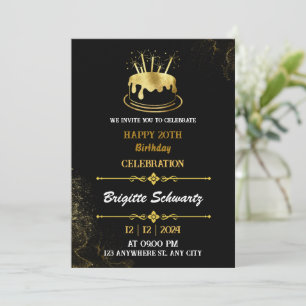 Invitation d'anniversaire en or massif