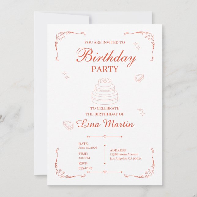 Invitation d'anniversaire en terracotta (Devant)