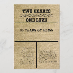 Invitation d'anniversaire en toile de jute occiden