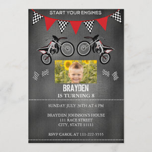 Invitation d'anniversaire en vélo de bord de Chalk