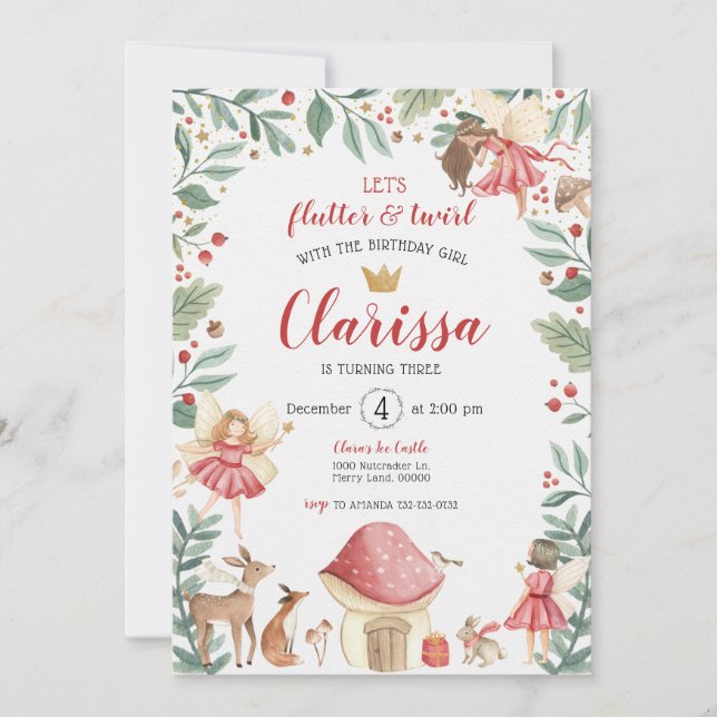 Invitation d'anniversaire Enchanted Fairy Garden (Devant)