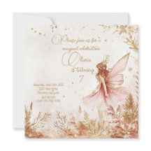 Invitation d'anniversaire Enchanted Gold et Rose F