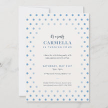 Invitation d'anniversaire enfant à pois bleus