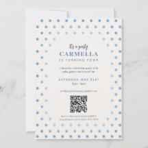 Invitation d'anniversaire enfant à pois bleus avec