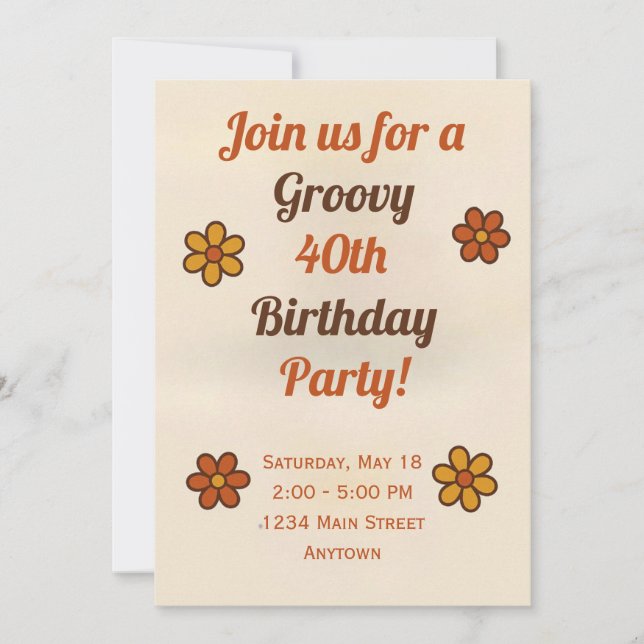 Invitation d'anniversaire enfant groovy (Devant)