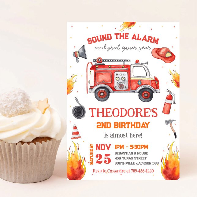 Invitation d'anniversaire enfant pompier camion de (Créateur téléchargé)