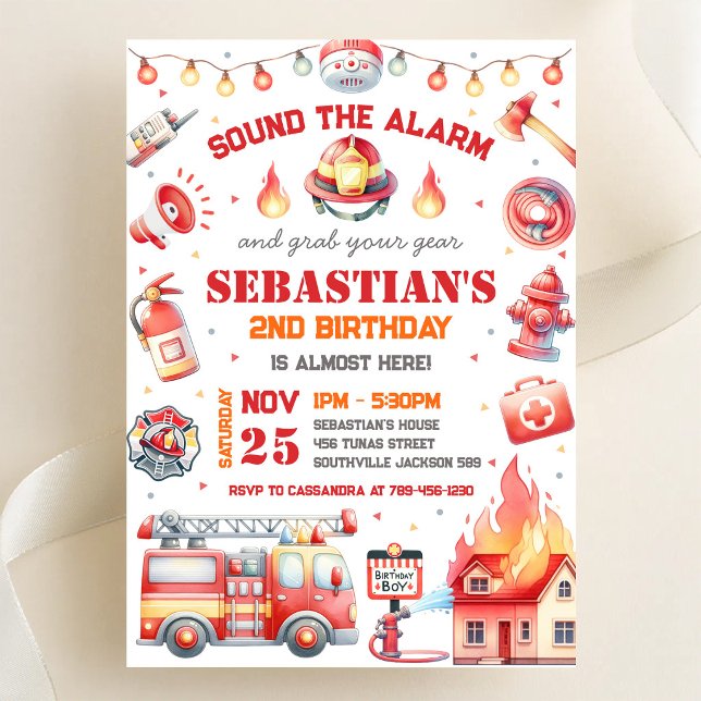 Invitation d'anniversaire enfant pompier camion de (Créateur téléchargé)
