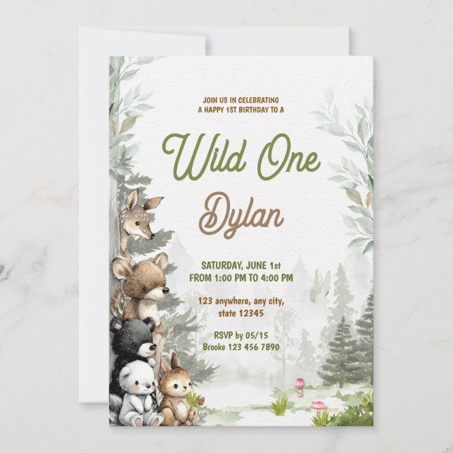 Invitation d'anniversaire enfant Thème Animalier F (Devant)