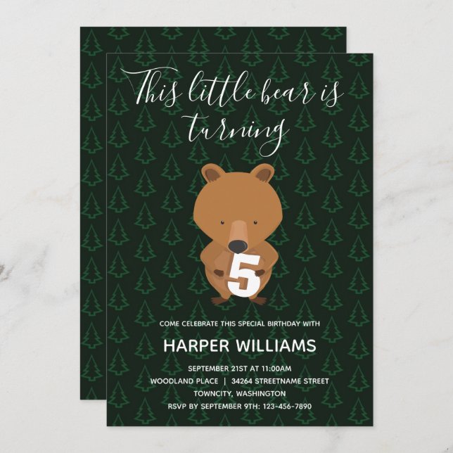 Invitation d'anniversaire enfantine rustique avec  (Devant / Derrière)