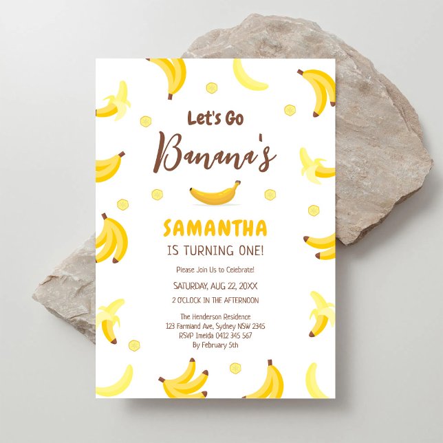 Invitation d'anniversaire Enfants Allons-y Banane (Créateur téléchargé)