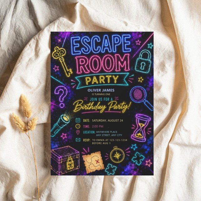 Invitation d'anniversaire Escape Room Résolvez le  (Créateur téléchargé)