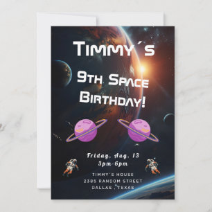 Invitation d'anniversaire Espace Spatial Extérieur