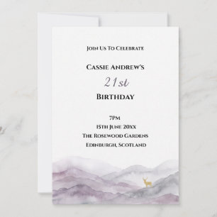 Invitation d'anniversaire étape Aquarelle Montagne