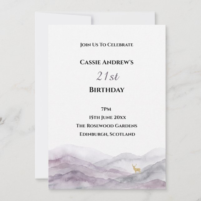 Invitation d'anniversaire étape Aquarelle Montagne (Devant)