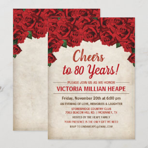 Invitation d'anniversaire étape Fleurs rouges pour
