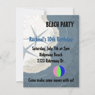 Invitation d'anniversaire Étoile de mer et Ocean B