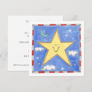 Invitation d'anniversaire étoile souriante personn