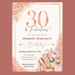 Invitation d'anniversaire fabuleuse de 30 ans pour