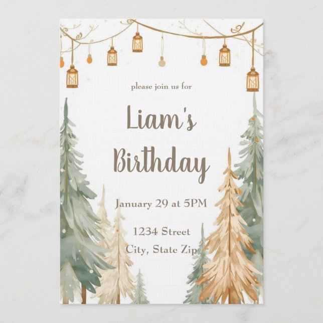 Invitation d'anniversaire fantaisiste de la forêt  (Devant)